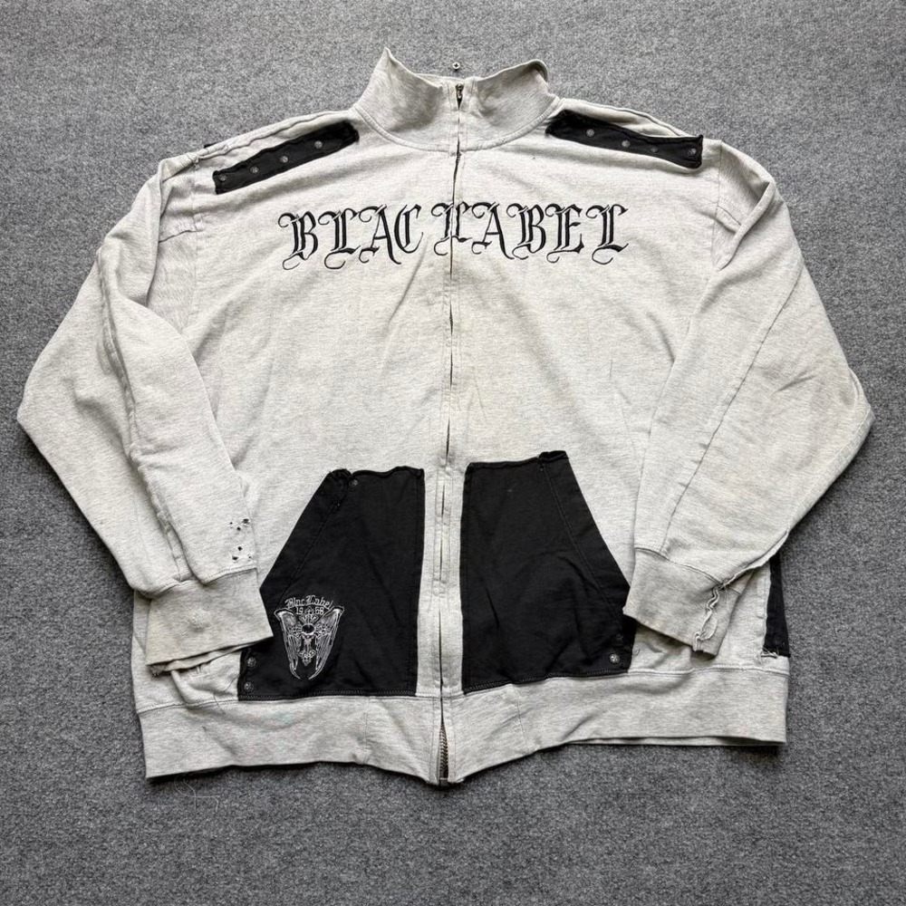 Y2K Vtg Black Label Society grey zip up jacket size XL